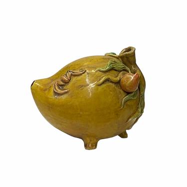 Chinese Yellow Brown Color Ceramic Peach Shape Display ws1802E 