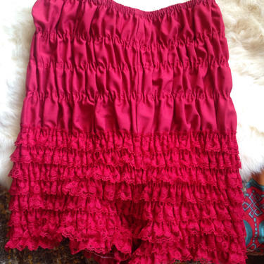 Vintage 40s 50s Red Ruffle Lace Bloomers Pettipants Underwear Burlesque Pin Up Bettie Page Bathing Suit Valentines Romantic Honeymoon GTO by InAFeverDream