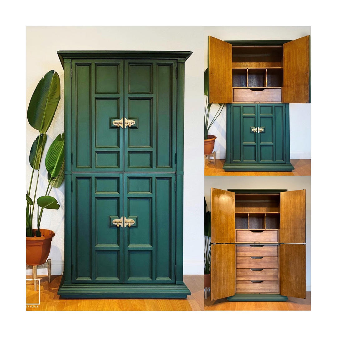 NEW! Beautiful Dark Emerald Green Wardrobe Armoire Dresser