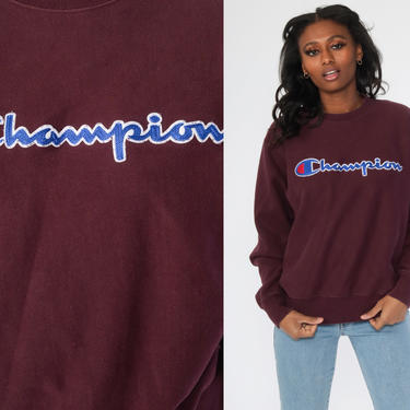 Champion Sweatshirt 90s Burgundy Crewneck Pullover 90s Streetwear Sweatshirt Slouchy 1990 Shop Exile Tucson AZ