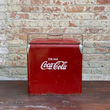 Vintage Coca Cola Cooler Retro Mid-Century Picnic Camping Decor 