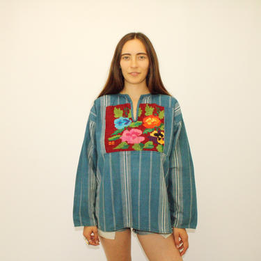 Heavily Embroidered Guatemalan Dress, Vintage Blue Denim Mexican | American  Archive - San Diego, CA | ATTIC
