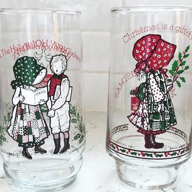 One set of Vintage Holly Hobbie 1980s Coca-Cola Christmas Holiday Glass by LeChalet