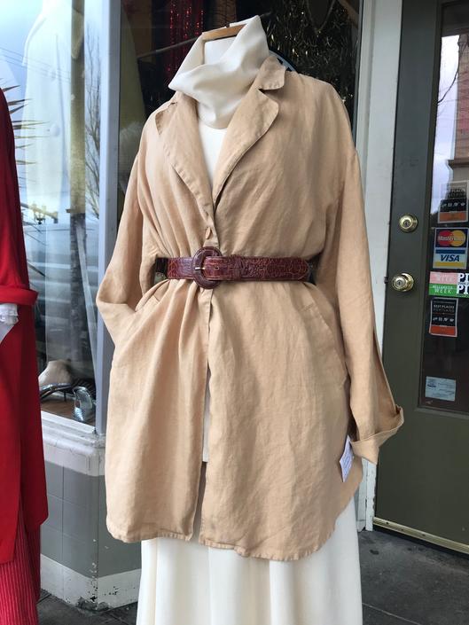 Camel Color Linen Blazer Oversized Boxy Loose Fitting Timeless Minimalist Modern Frock Short Duster Jacket Coat Layers Plus Size Xl By Hattiesvintagepdx From Hatties Vintage Clothing Of Portland Or Attic