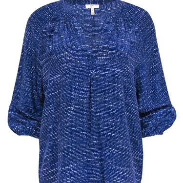 Joie - Blue &amp; White Speckled Peasant Silk Blouse Sz XS