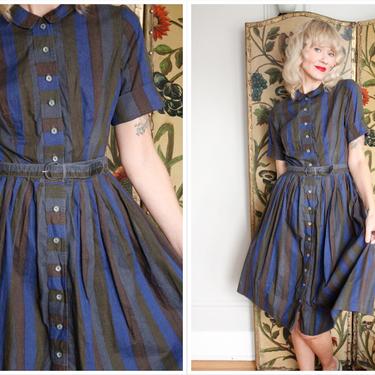 Late 1950s Dress // Kay Windsor Stripe Shirtwaist Dress // vintage 50s dress 