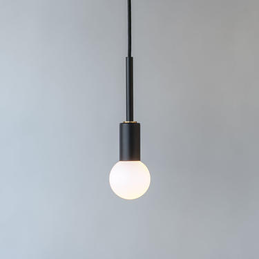 The Portland Pendant - Modern Pendant Light | Handmade | Matte Black Finish with Brass | Black Cloth Cord | UL Listed 