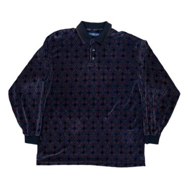 (M) Chereskin Velvet Longsleeve Polo Shirt 061221 LM