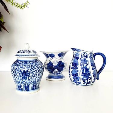 Vintage Blue & White Chinoiserie Urn Planter Vase - Your Choice 