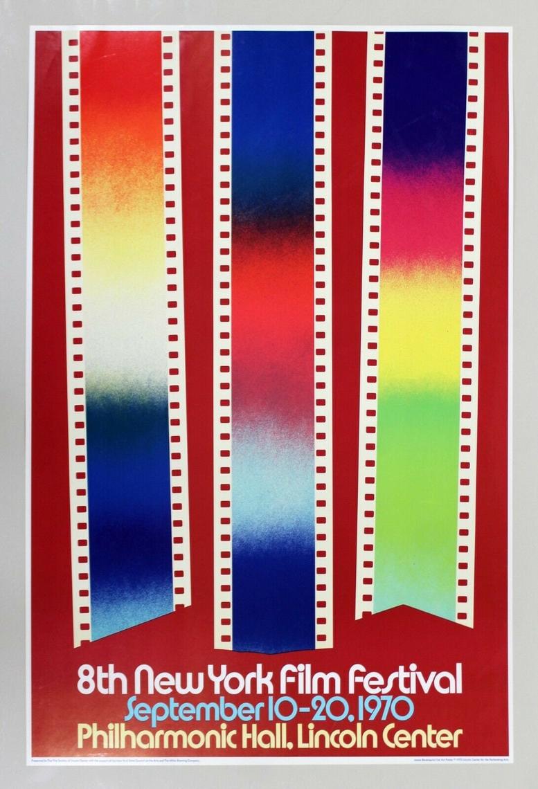 Mid century modern unframed lincoln center film festival poster 1970