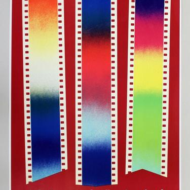 Mid Century Modern Unframed Lincoln Center Film Festival Poster 1970 Red Blue 