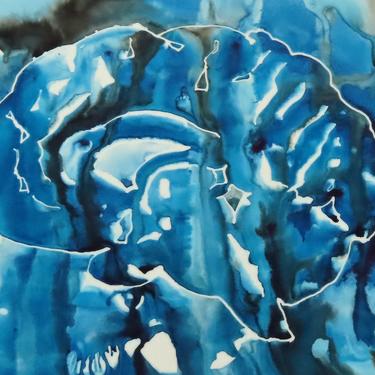 Streaming Brain   -  original ink painting on yupo - neuroscience art 