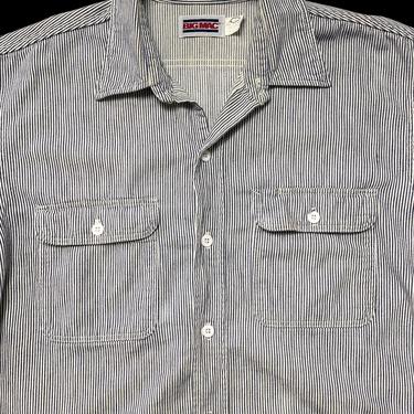 Vintage BIG MAC Hickory Stripe Work Shirt ~ L ~ Made in USA 