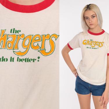 Vintage Los Angeles Chargers Shirt Ringer Tee 80s Football Tshirt NFL Tshirt Throwback Shirt Vintage 70s Sports Tee Small Medium 