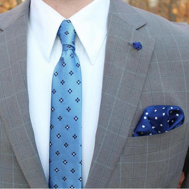 Men's Blue Floral Tie,Retro Tie, Casual, Men's, Groomsmen , Vintage , Handmade , Wedding , Gift , Skinny, Classic, Necktie, Boyfriend 