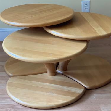 Niels Bach model # 53 Danish solid OAK cluster tables coffee tables side tables set of three 