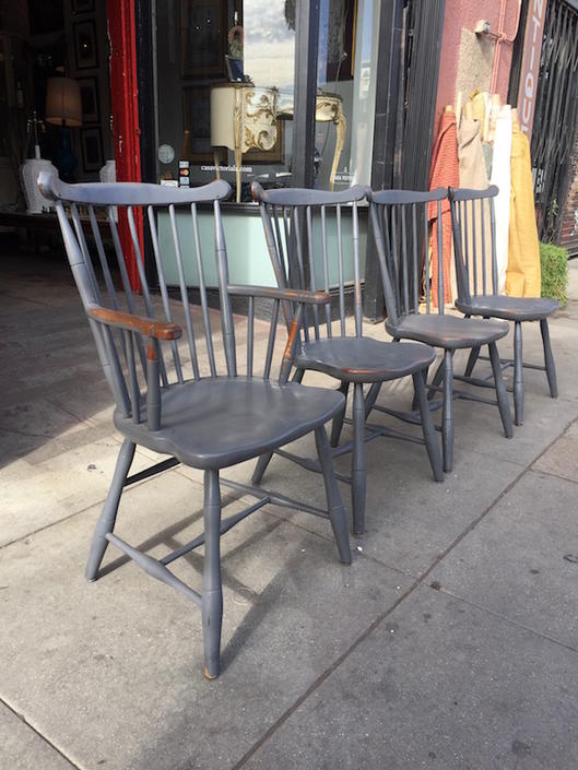 Make Believe Set Of Four Vintage Colonial Style Dining Chairs By