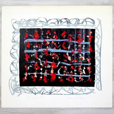Mid Century Modern Unframed Abstract Monoprint Signed Dianne Sheldon 1976 