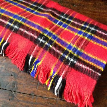 1960s Scottish Pure Wool Tartan Stole Scarf ~ Princess Elizabeth Tartan ~ Red Plaid ~ Marks &amp; Spencer 