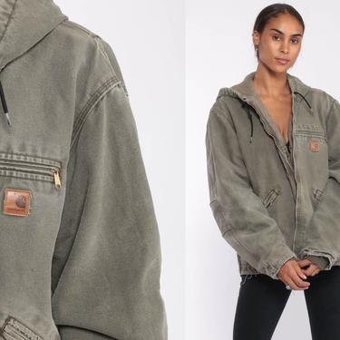 Olive green carhartt jacket best sale