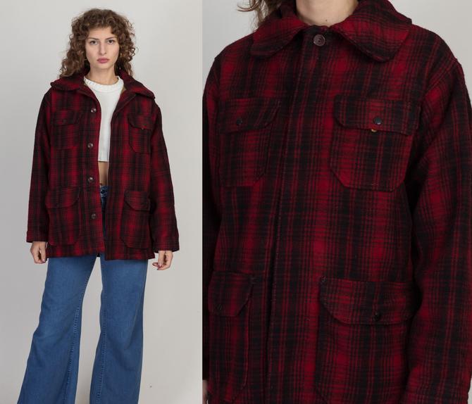 Woolrich red and black plaid jacket sales