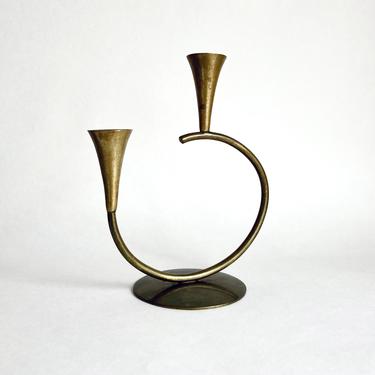 Vintage Richard Rohac Bronze Brass Candelabra, Art Deco Modernist Austria MCM 