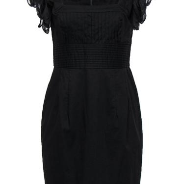 Catherine Malandrino - Black Pintuck Dress w/ Stripped Sleeves Sz 8