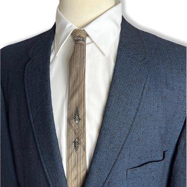 Vintage 1960s ATOMIC Wool Tweed Blazer ~ size 46 Long ~ Sack Sport Coat / Jacket ~ Rockabilly / Mod ~ 