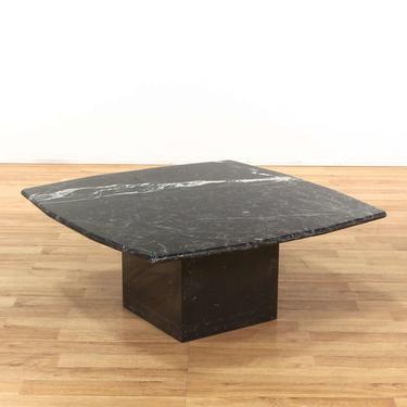 Contemporary Black Marble Pedestal Coffee Table