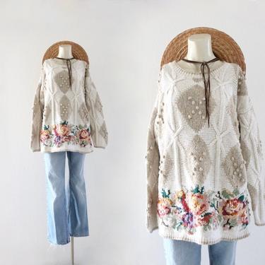 silk and linen popcorn sweater - m 