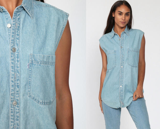 Levis Denim Shirt 80s LEVI Light Blue Jean Shirt Sleeveless | Shop Exile |  Tucson, AZ