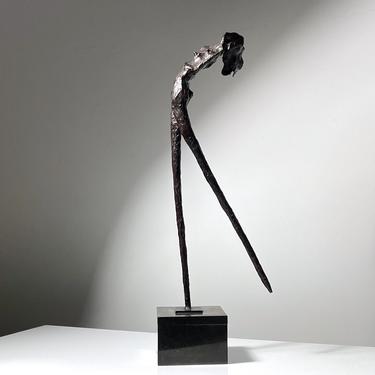 Tall Abstract Bronze Sculpture by Sanford Decker 1967 
