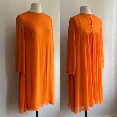 Lovely Vintage 60's SILK CHIFFON Babydoll Dress / LANZ / Minimalist Style 