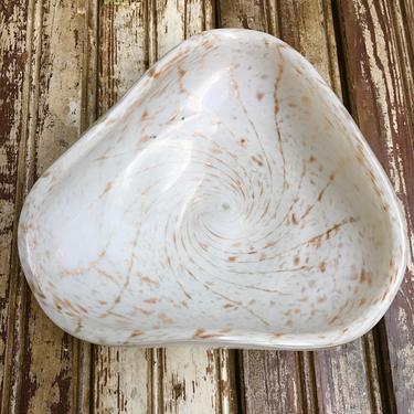 MCM Murano Glass Bowl or Ashtray Gold Swirl 