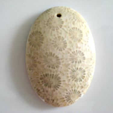 Coral Fossil Oval Focal Pendant Bead Jewelry Making Gemstone Bead 43mm 