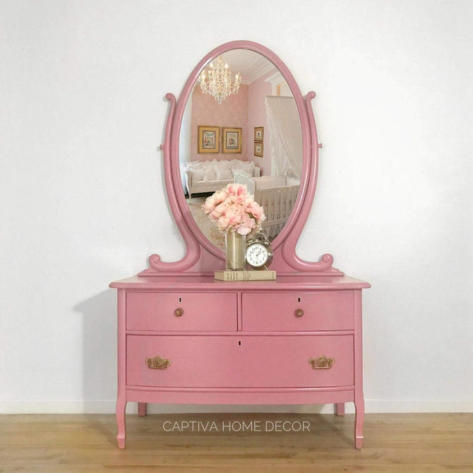 Pretty Princess Chest Blush Pink Gold Antique Hardware Curvy