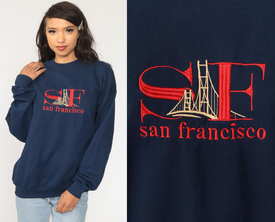 Vintage 90s Embroidered San Francisco California T-Shirt XL