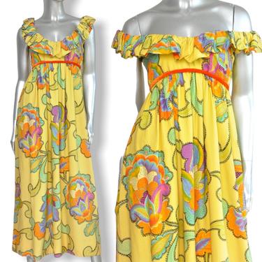 Vintage Floral Print Empire Waist Maxi Dress by Splendiferous New York Boho Formal Evening Dress 