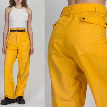80s Firefighter Utility Uniform Pants - Men's XL, 40&amp;quot; | Vintage Distressed Yellow High Waist Flame Resistant Workwear 