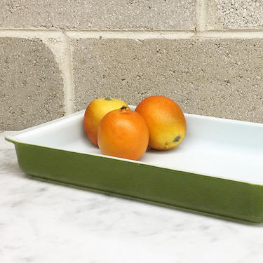 Pyrex Avocado Olive Green Square Brownie Pan 1970's Made 