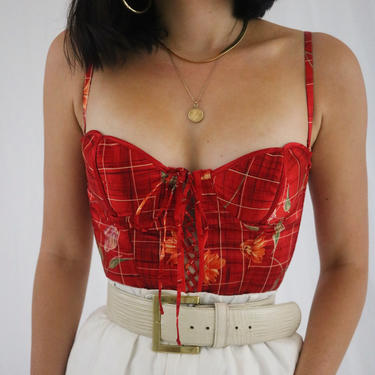 Vintage Victoria’s Secret Red Charmeuse Silk Bustier Corset Top - 34B/32C/36A 