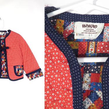 Vintage 60s/70s Girls Prairie Hippie Quilted Cotton Jacket Made In USA Size 6 
