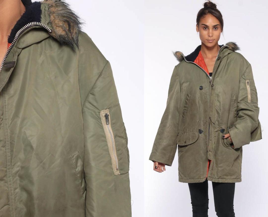 Army Parka Jacket Hooded Parka Coat Jacket HOOD Faux Fur