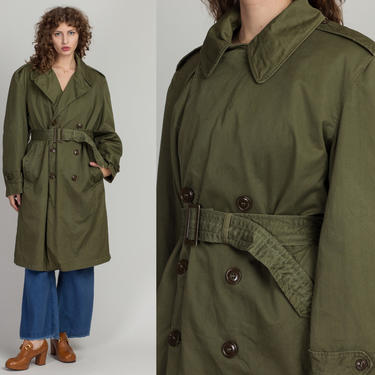 Medium 1950s US Army 107 Belted Trench Coat | Vintage 50 | Flying