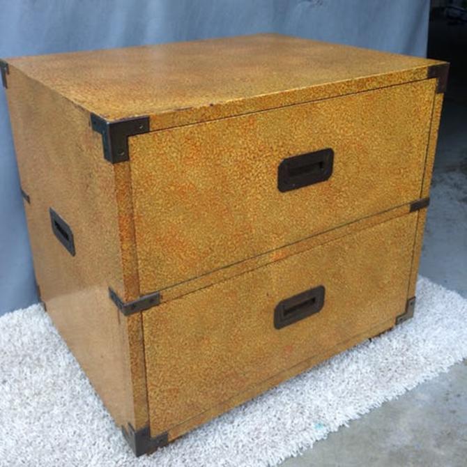 Vintage Henredon Campaign Style End Table Chest From Antiquesworth