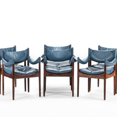 Set of 6 Arm Chairs In Brazilian Rosewood By Kristian Vedel - 1960s 