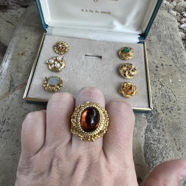 *1950s Barbara Reed Adjustable and Interchangeable Ring Set*