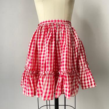 1950s Full Circle Skirt Gingham Taffeta S 