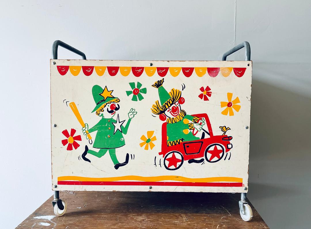 Vintage Circus Toy Box Antique Toy Box Clown Box Kids