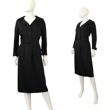 1950s Black Wiggle Dress - 1950s Black Cocktail Dress - 1950s Wiggle Dress - 1950s Black Dress - 1950s LBD - 50s Dress | Size Medium 
